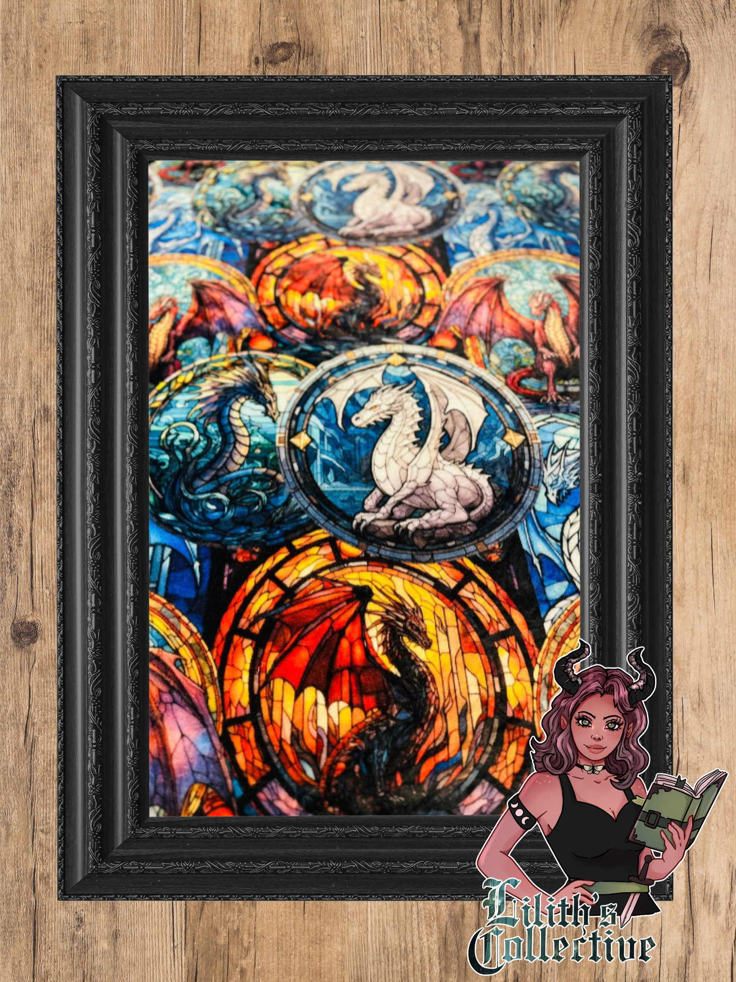 Stained Glass Dragon Minky Plush Blanket