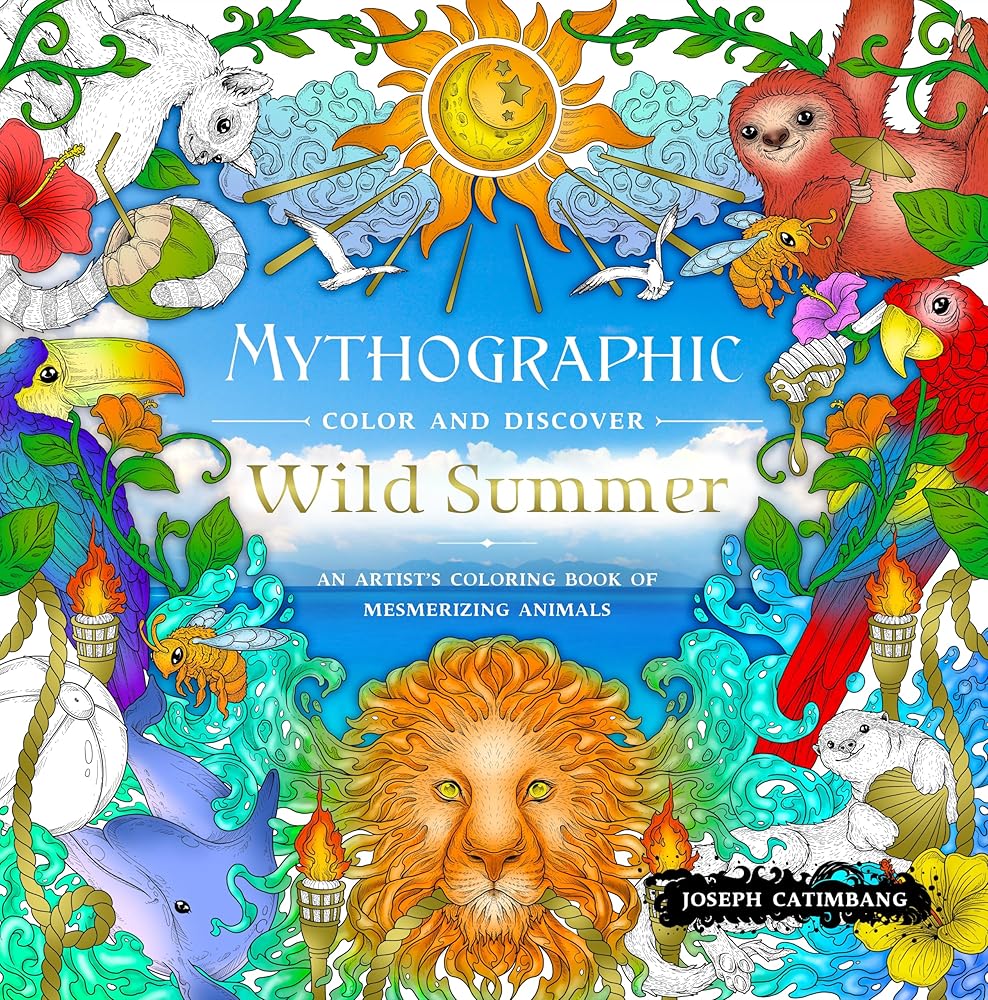Mythographic Color and Discover: Wild Summer: An Artist’s Coloring Book of Mesmerizing Animals cover image