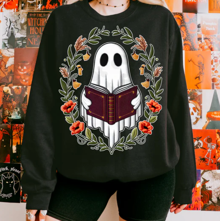 Ghost w/ a Book Faux Embroidery